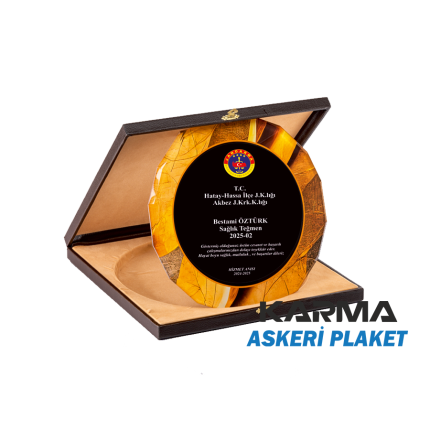 Deri Kutulu Jandarma Hizmet Anısı Tabak Askeri Şilt Plaket