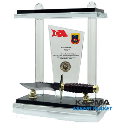 Jandarma Komando Bıçaklı Kristal Askeri Plaket
