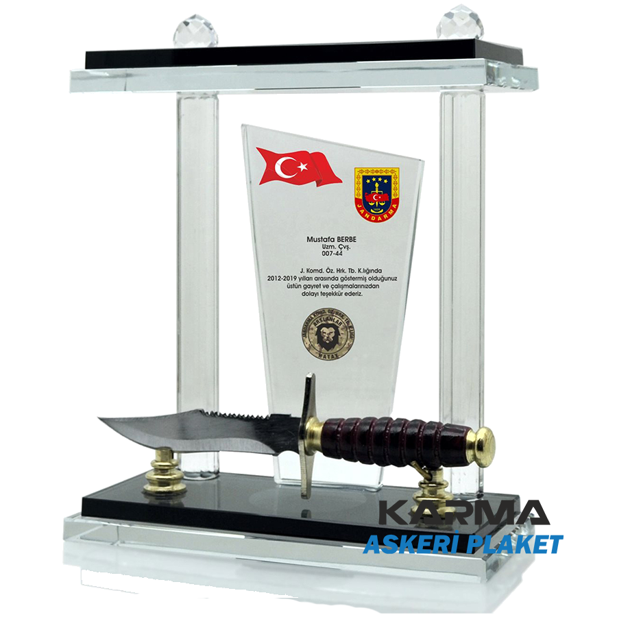 jandarma-komando-bicakli-kristal-plaket