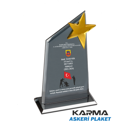 Jandarma Tayinci Askeri Kristal Hizmet Anısı Plaket