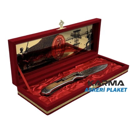 Kadife Kutulu Çakı Hediyelik Hizmet Anısı Plaket