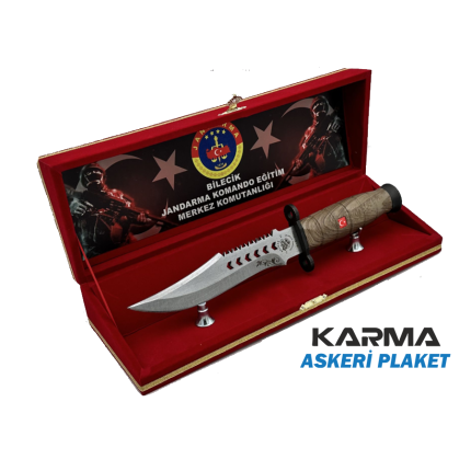 Kadife Kutulu Ceviz Bıçaklı JÖH Hizmet Anısı Plaket