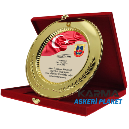 Kadife Kutulu Jandarma Hizmet Anısı Askeri Tabak Plaket