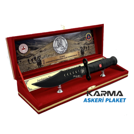 Kadife Kutulu Jandarma Komando Hizmet Anısı Siyah Bıçaklı Askeri Şilt Plaket