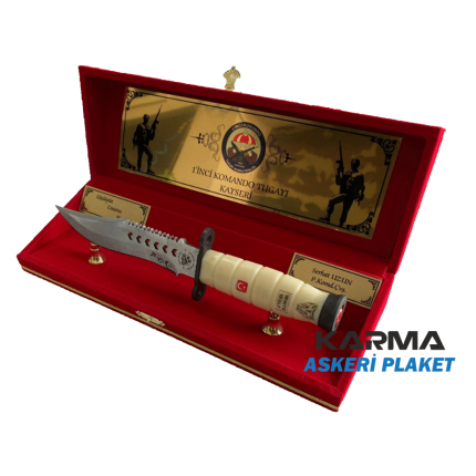 Kadife Kutulu Komando Tugayı Beyaz Bıçaklı Şilt Plaket