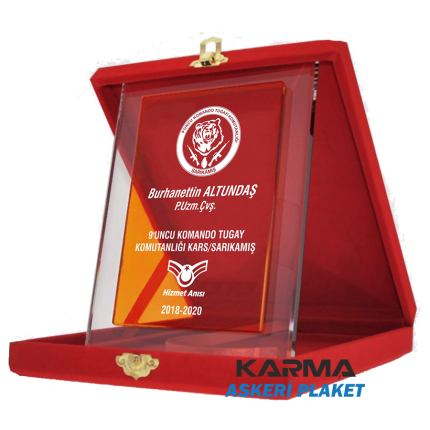 Komando Hizmet Anısı Albüm Dikey Kristal Plaket