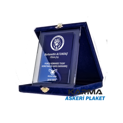 Uzman Çavuş Tayin Hizmet Anısı Lacivert Kutulu Askeri Şilt Plaket